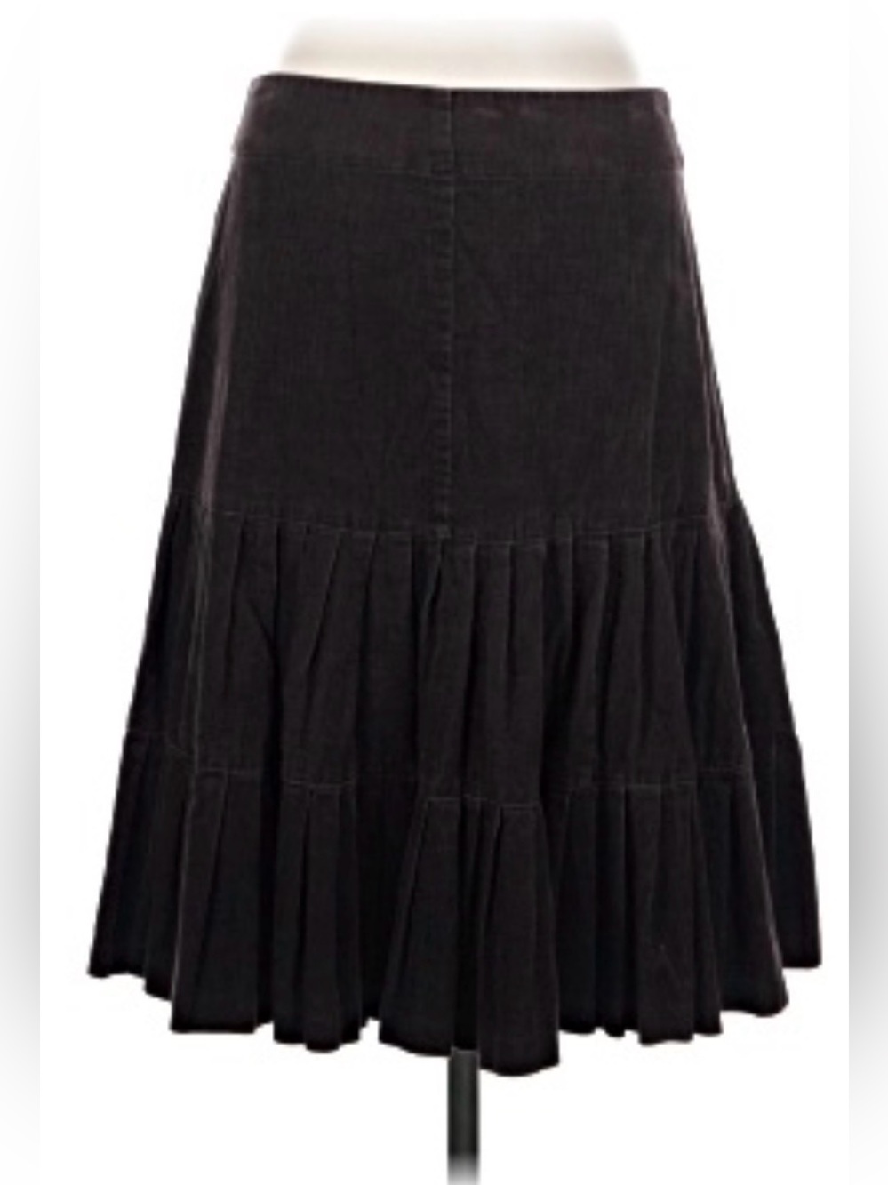 Odille Skirt 100% Cotton Side Zip Closure Layered Swing Knee Length Black Size 4